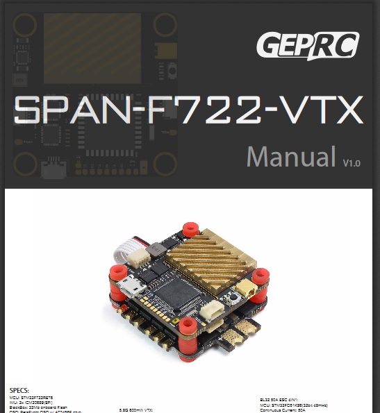 GEPRC SPAN F722 manual FC dron